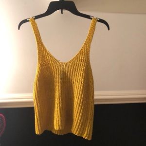 Mustard yellow crochet tank top
